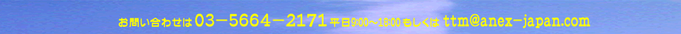 お問合わせは03-5664-2171　もしくはttm@anex-japan.com